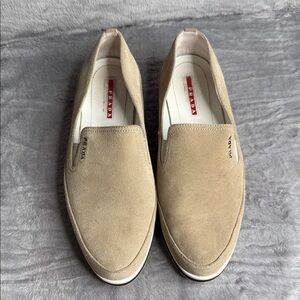 Prada Men's Beige Suede Loafers